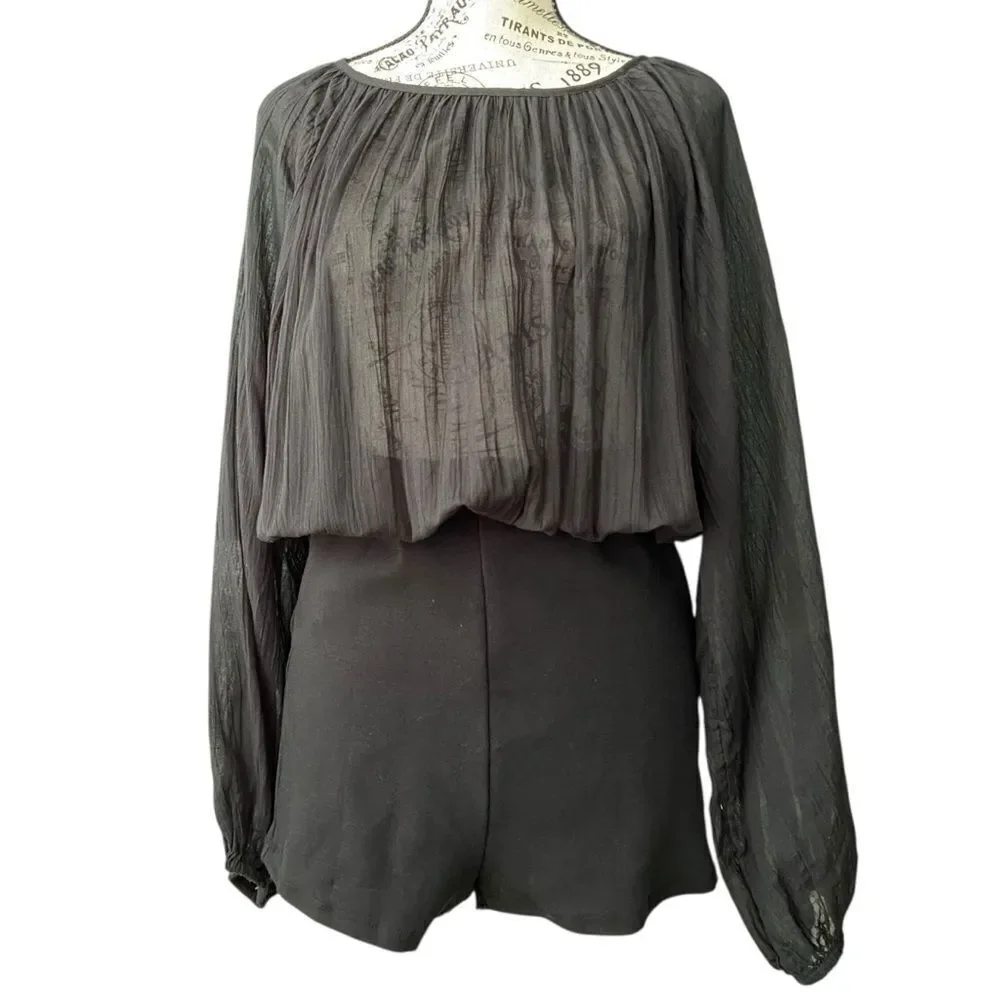 NEW Free People Real Resort Romper in Black Size Medium - Picture 4 of 12